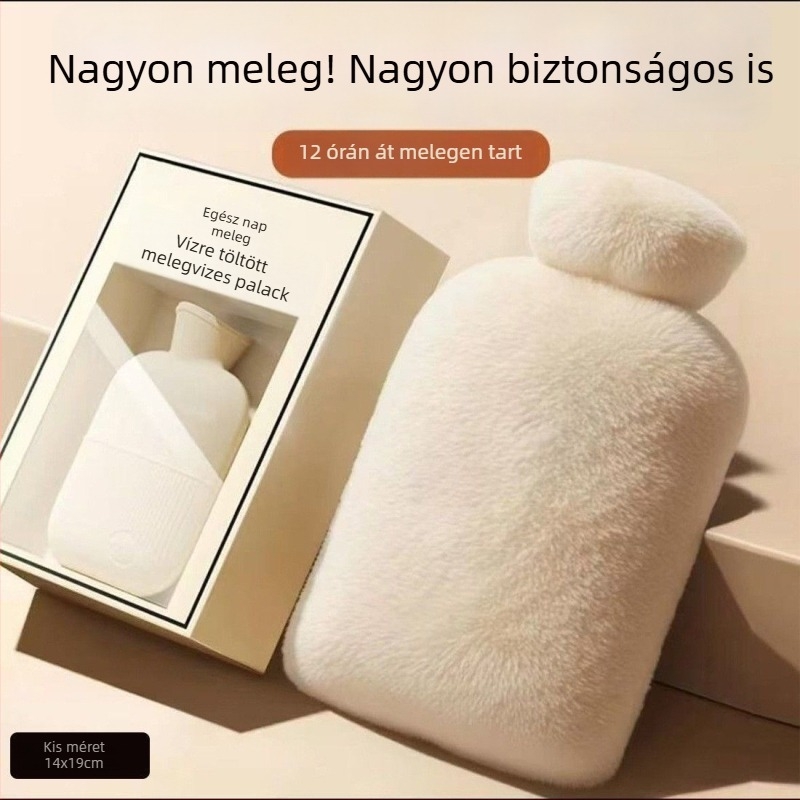 Plüss borítású melegvíz-táska, vastagabb kivitel, állítható hőmérséklet, melegítő tömörítés hasra, vállakra, nyakra, lábakra és kezekre