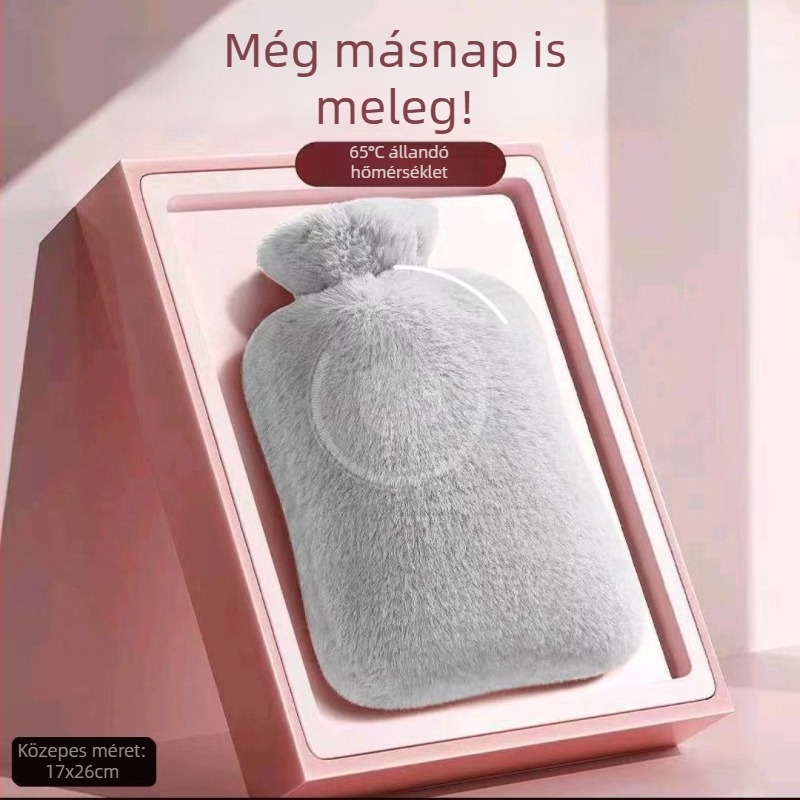 Plüss borítású melegvíz-táska, vastagabb kivitel, állítható hőmérséklet, melegítő tömörítés hasra, vállakra, nyakra, lábakra és kezekre