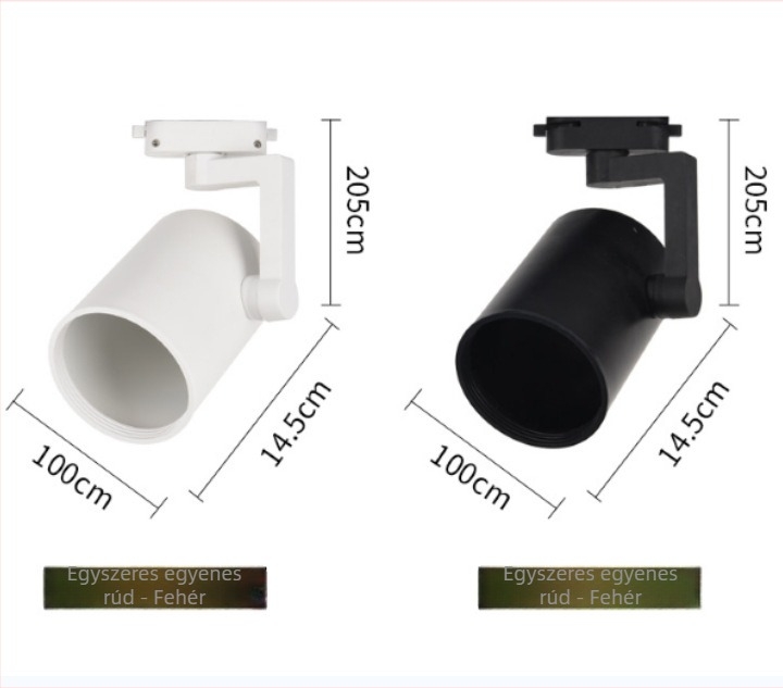 LED sínlámpa burkolat PAR30, spot fényforrás, E27-es csavaros lámpatartó, univerzális két- vagy háromvezetékes sínárnyékoló