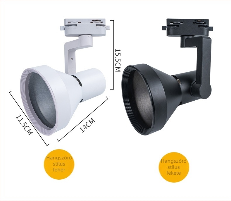 LED sínlámpa burkolat PAR30, spot fényforrás, E27-es csavaros lámpatartó, univerzális két- vagy háromvezetékes sínárnyékoló