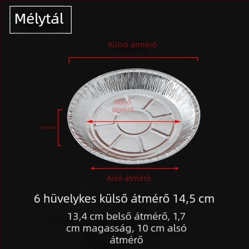 Kör alakú egyszer használatos alumíniumfóliás tál légsütőhöz, vastagabb alumíniumfóliával, magas hőmérséklethez és sütéshez.