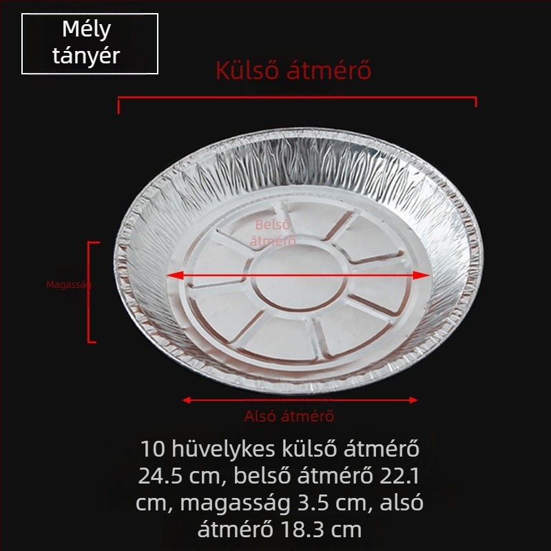 Kör alakú egyszer használatos alumíniumfóliás tál légsütőhöz, vastagabb alumíniumfóliával, magas hőmérséklethez és sütéshez.