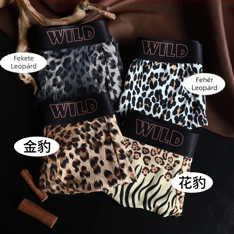 Férfi boxeralsó leopard mintával, lélegző, gyorsan száradó
