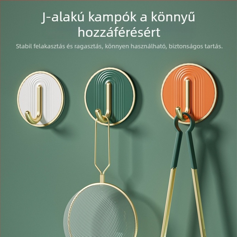 Fényűző öntapadó kampó, 30 kg terhelhetőség, fúrás nélkül, fürdőszobába, ABS anyag