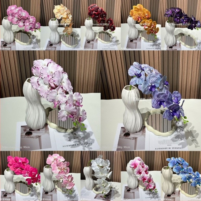 3D-nyomtatott Phalaenopsis orchidea fej, 9-fejű reliefes PVC virág esküvői dekorációhoz