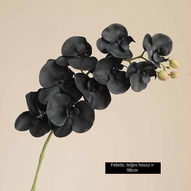 Mesterséges Phalaenopsis orchidea nedves hatású felülettel, magas minőségű filmmel bevont kivitel, otthoni és szállodai bemutató dekoráció