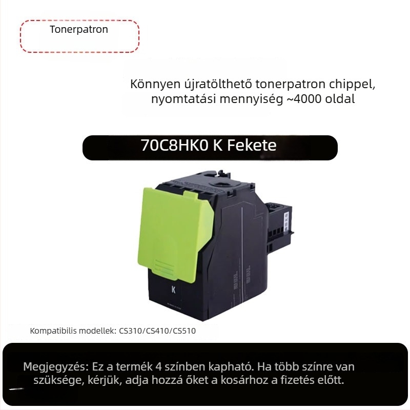 Lexmark CS310/CS410 színes lézertoner kazetta, modell 70C8HK0 chippel