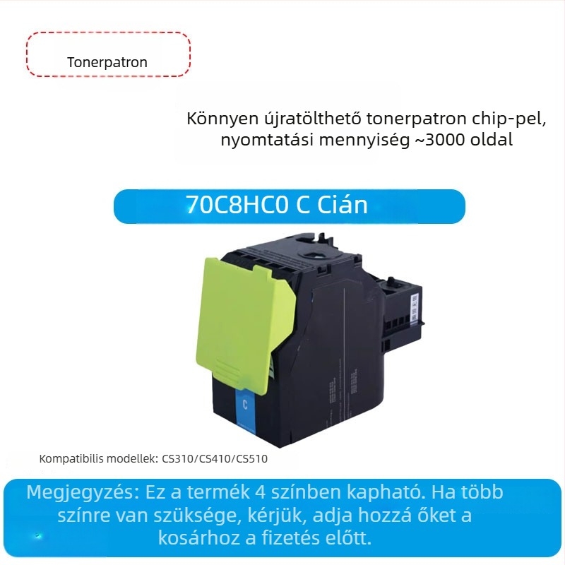 Lexmark CS310/CS410 színes lézertoner kazetta, modell 70C8HK0 chippel