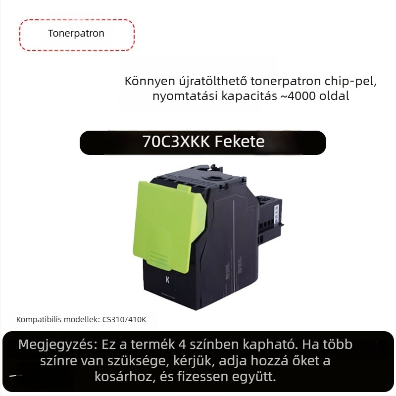 Lexmark CS310/CS410 színes lézertoner kazetta, modell 70C8HK0 chippel