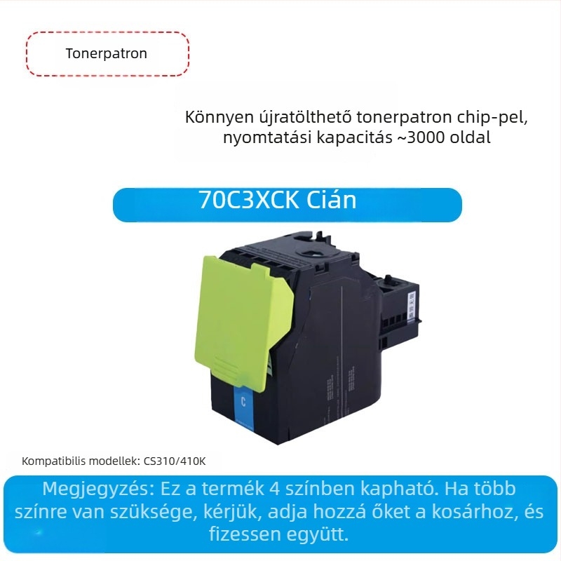 Lexmark CS310/CS410 színes lézertoner kazetta, modell 70C8HK0 chippel
