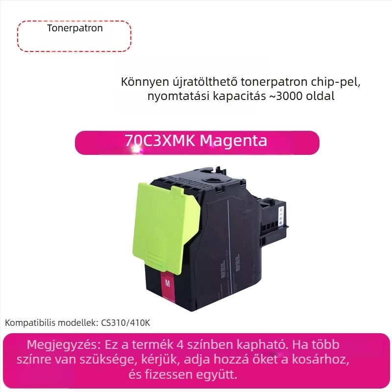 Lexmark CS310/CS410 színes lézertoner kazetta, modell 70C8HK0 chippel