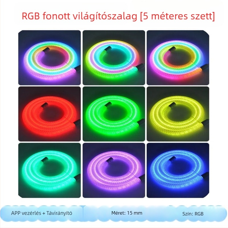 Rugalmas LED-szalag 360°-os megvilágítással, színes sárkány pikkely minta, intelligens dekoratív fény