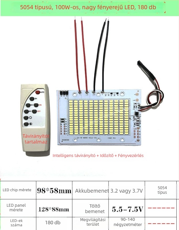 6V-os napelemes LED panel összeszerelési készlet, 3.2V-es fényforrás panel és 3.7V-os integrált 5054 LED-chip