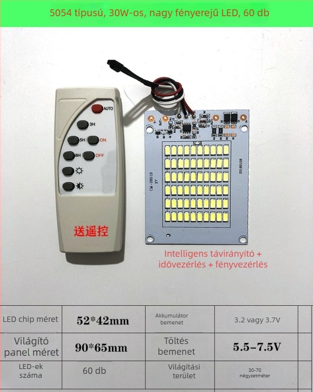 6V-os napelemes LED panel összeszerelési készlet, 3.2V-es fényforrás panel és 3.7V-os integrált 5054 LED-chip