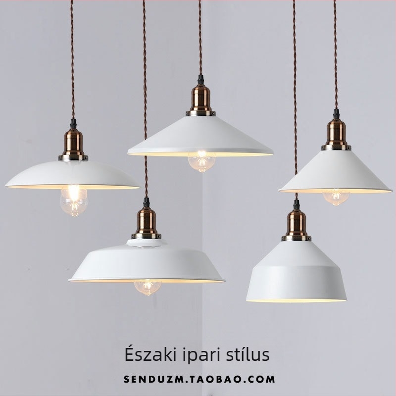 Nordic stílusú vasból készült függőlámpa, egyfejű, lámpabúrával, hálószobába és étterembe, 320 mm átmérő, modell SDFE6