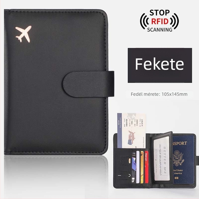 PU útlevél védőtok RFID védelemmel és poggyász címkével, többfunkciós utazótáska