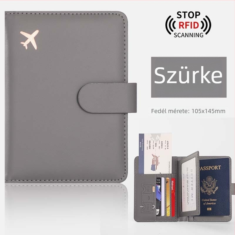 PU útlevél védőtok RFID védelemmel és poggyász címkével, többfunkciós utazótáska