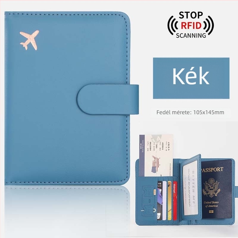 PU útlevél védőtok RFID védelemmel és poggyász címkével, többfunkciós utazótáska