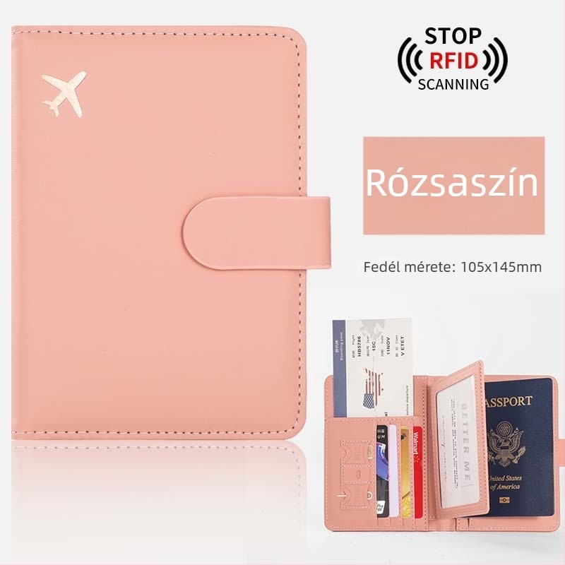 PU útlevél védőtok RFID védelemmel és poggyász címkével, többfunkciós utazótáska