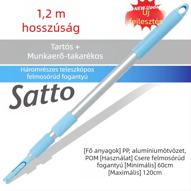 Kangduoduo háromrészes teleszkópos mopnyél, 120 cm, alumíniumötvözet, fejjel a tisztításhoz