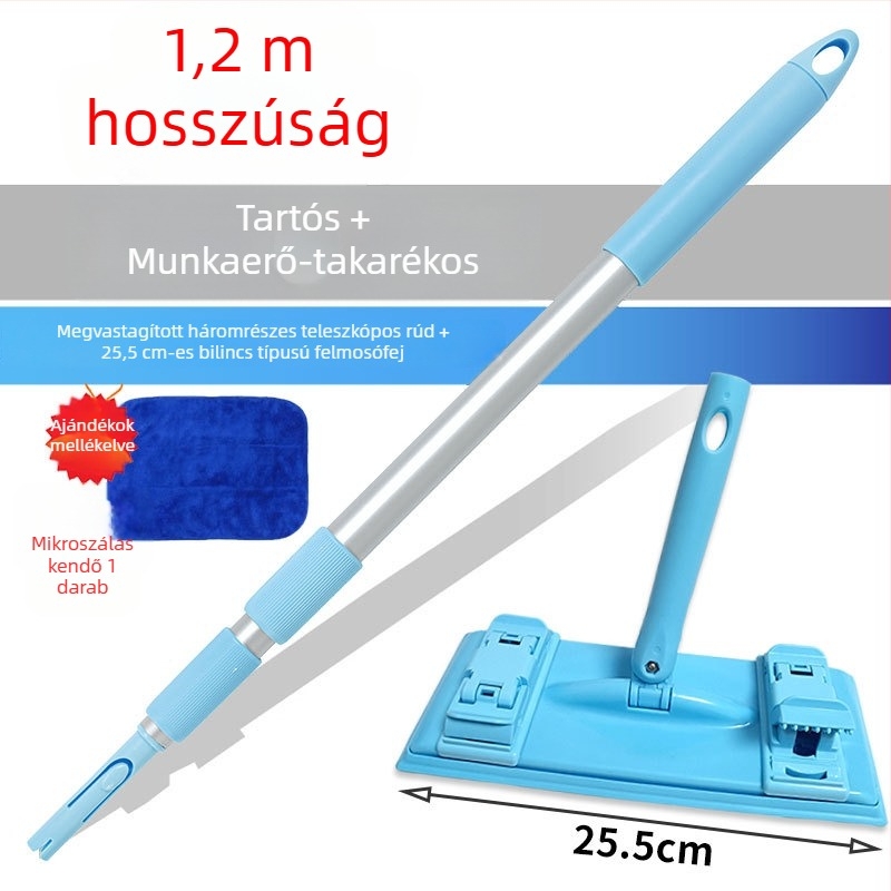 Kangduoduo háromrészes teleszkópos mopnyél, 120 cm, alumíniumötvözet, fejjel a tisztításhoz