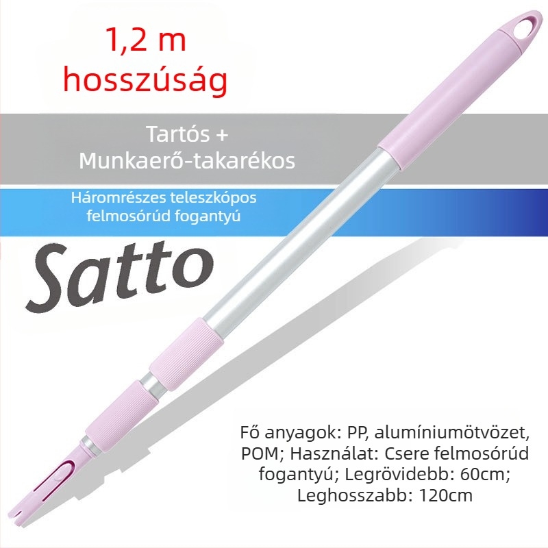 Kangduoduo háromrészes teleszkópos mopnyél, 120 cm, alumíniumötvözet, fejjel a tisztításhoz