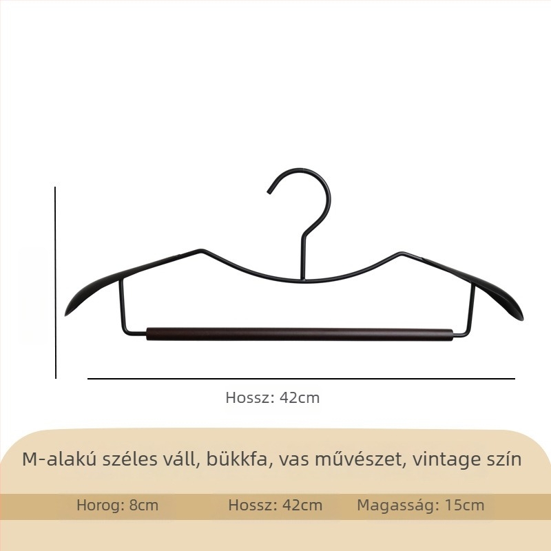 Modern minimalist fa- és fém ruhafogas széles vállakkal, karcolásmentes és csúszásmentes