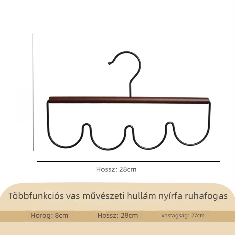 Modern minimalist fa- és fém ruhafogas széles vállakkal, karcolásmentes és csúszásmentes