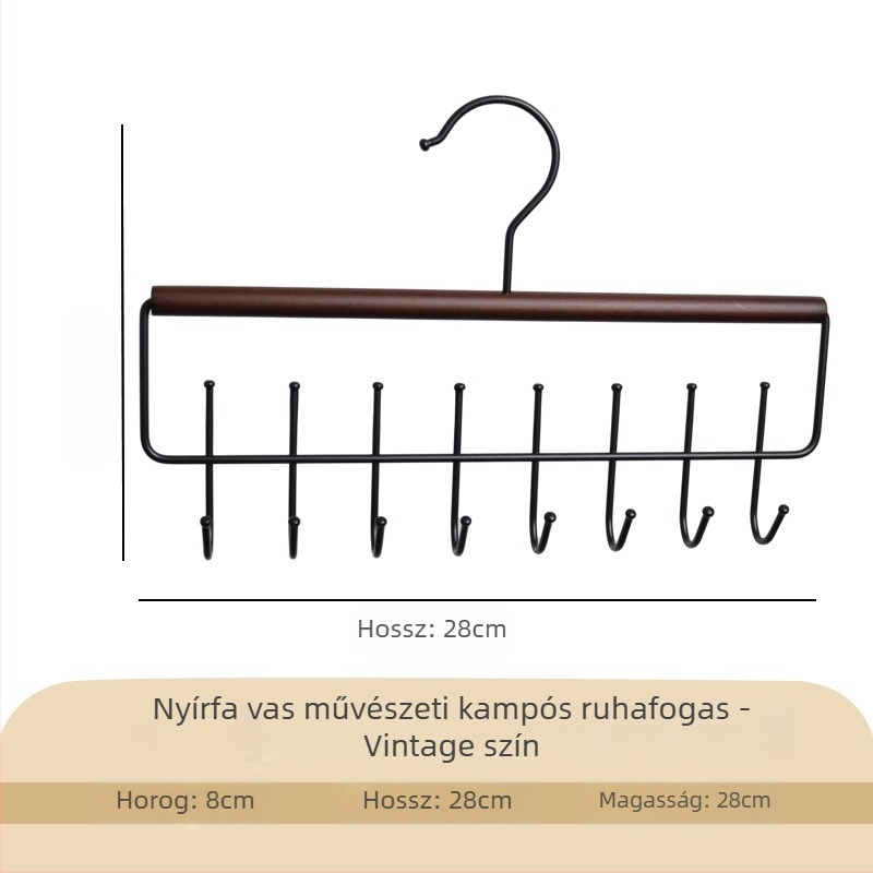 Modern minimalist fa- és fém ruhafogas széles vállakkal, karcolásmentes és csúszásmentes