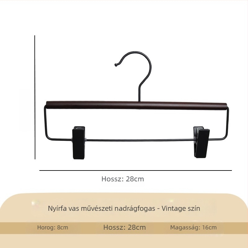 Modern minimalist fa- és fém ruhafogas széles vállakkal, karcolásmentes és csúszásmentes