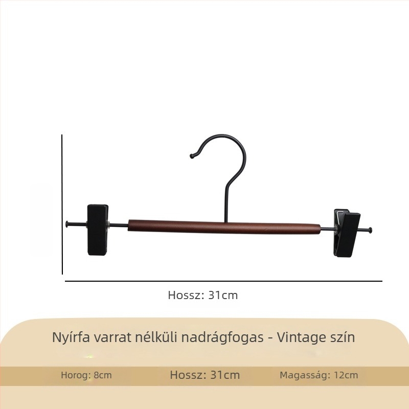 Modern minimalist fa- és fém ruhafogas széles vállakkal, karcolásmentes és csúszásmentes
