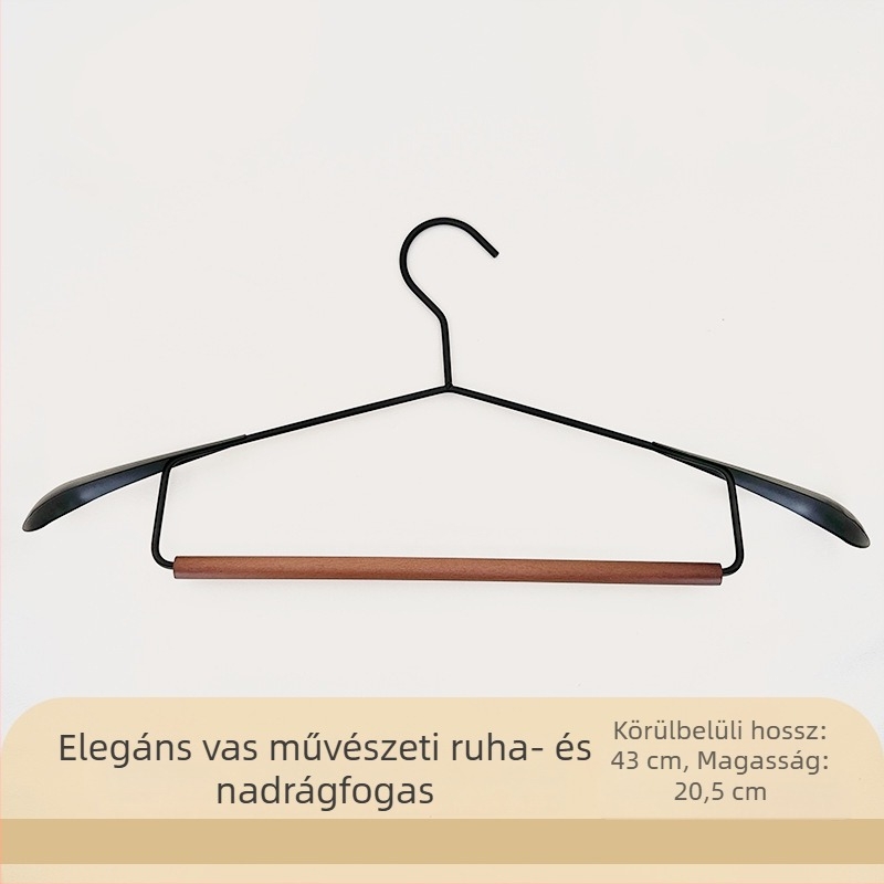Modern minimalist fa- és fém ruhafogas széles vállakkal, karcolásmentes és csúszásmentes