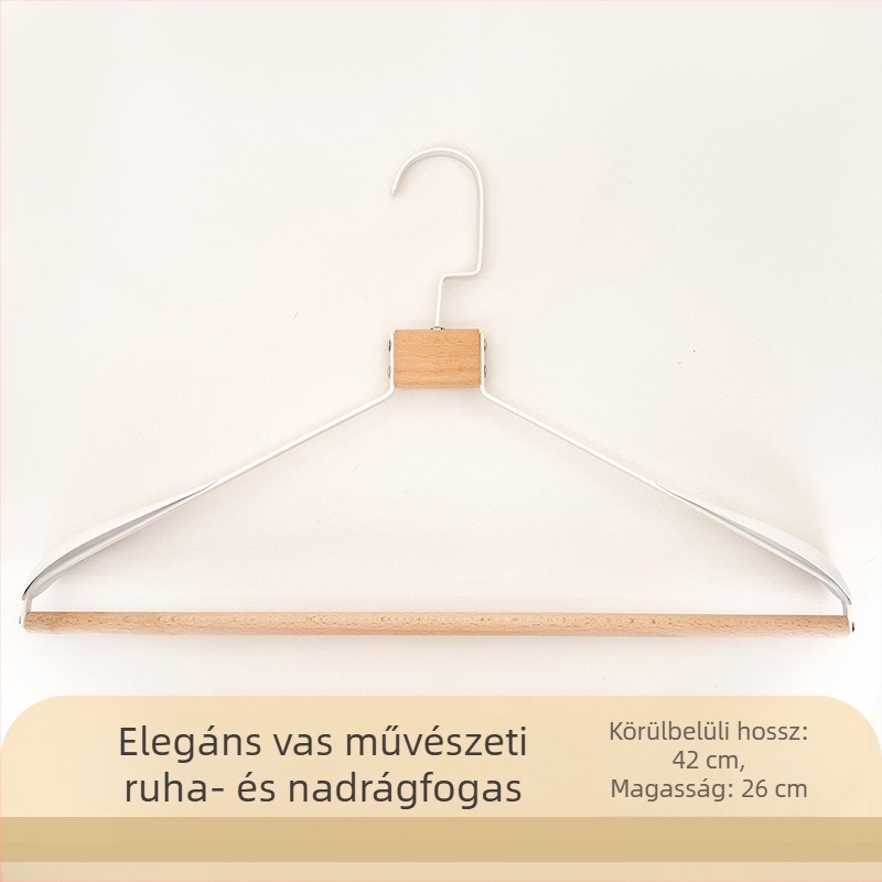 Modern minimalist fa- és fém ruhafogas széles vállakkal, karcolásmentes és csúszásmentes