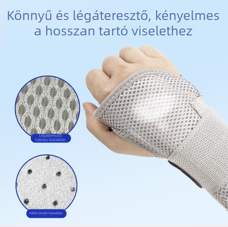 Csuklóvédő sín acéllemezével, ín- és ízületi támogatás, uniszex csukló bandázs