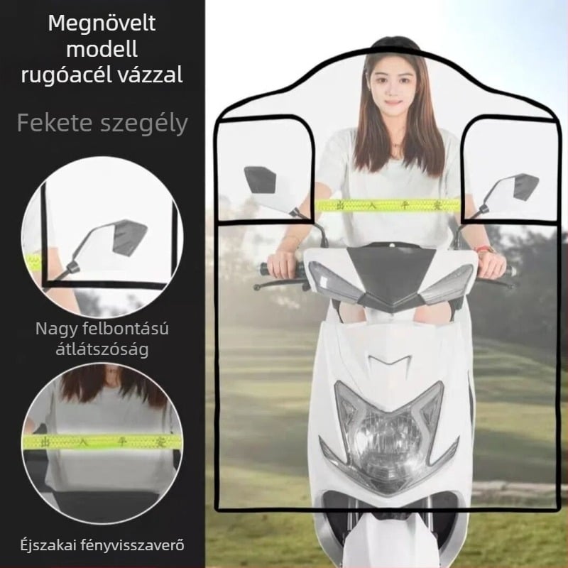 Elektromos motorkerékpár első szélvédő és esővédő borító – megnövelt és vastagabb, HD átlátszó