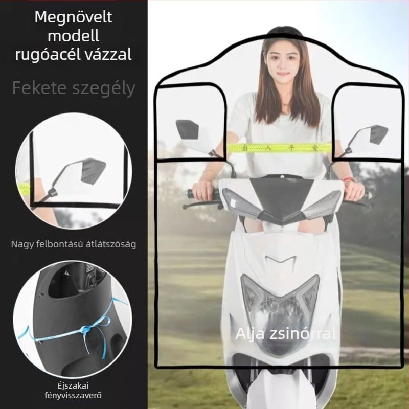 Elektromos motorkerékpár első szélvédő és esővédő borító – megnövelt és vastagabb, HD átlátszó
