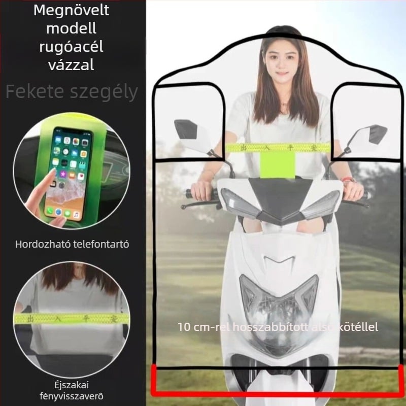 Elektromos motorkerékpár első szélvédő és esővédő borító – megnövelt és vastagabb, HD átlátszó