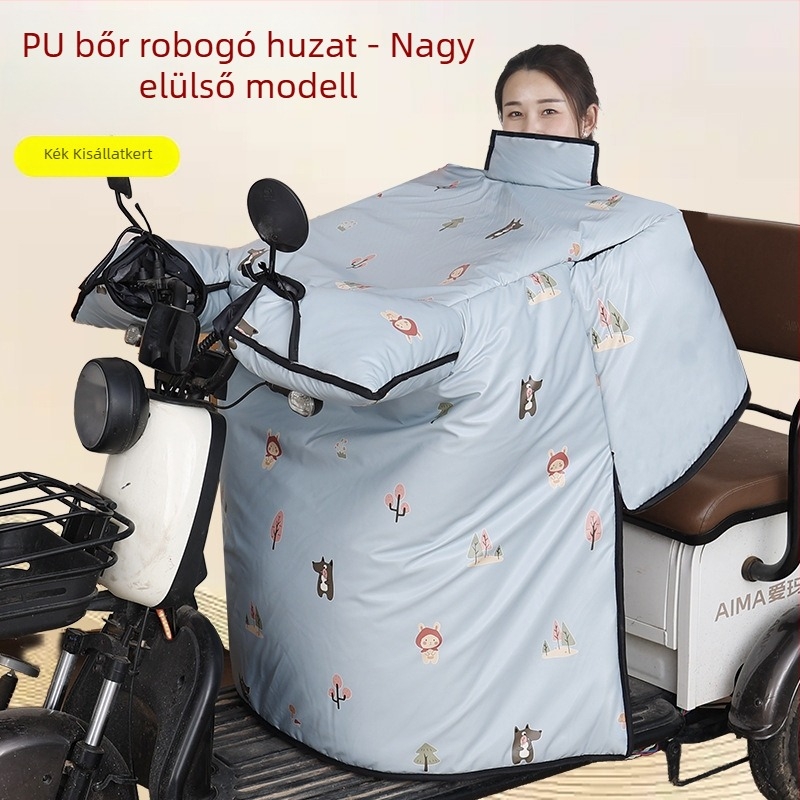 PU bőr elektromos háromkerekű kerékpárhoz, dupla kivitel, téli fleece béléses szélvédővel, vastagított és vízálló védelem