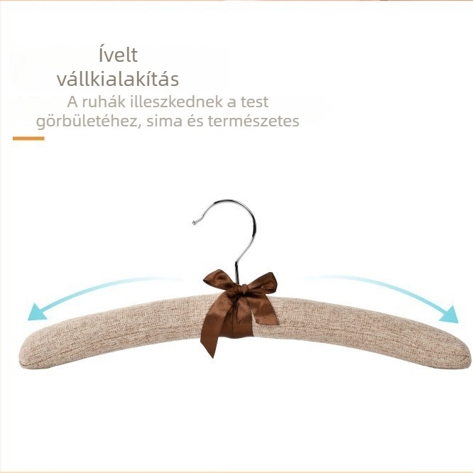 Textil borítású szivacs vállfa, csúszásmentes kialakítással, otthoni használatra és ruhaboltok számára, ideális esküvői ruhákhoz