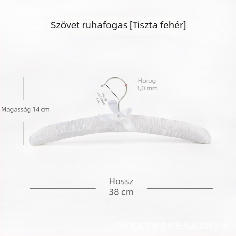 Textil borítású szivacs vállfa, csúszásmentes kialakítással, otthoni használatra és ruhaboltok számára, ideális esküvői ruhákhoz