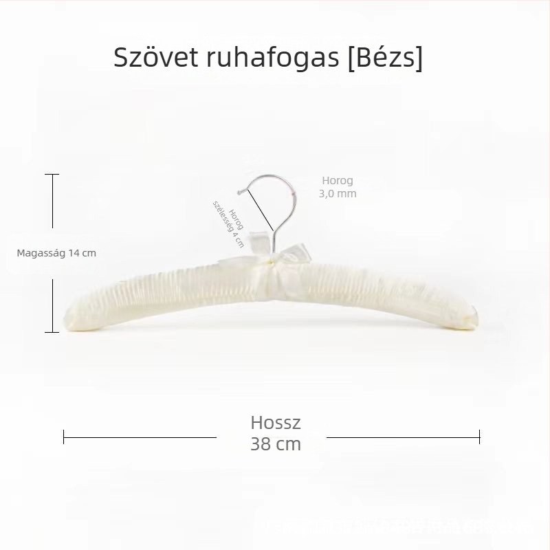 Textil borítású szivacs vállfa, csúszásmentes kialakítással, otthoni használatra és ruhaboltok számára, ideális esküvői ruhákhoz