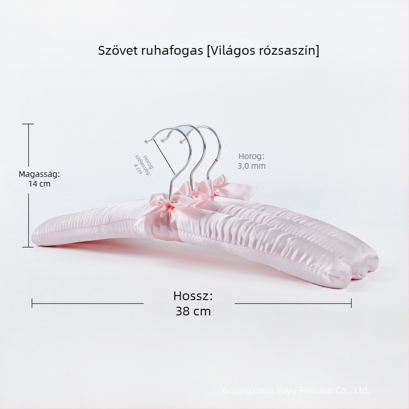 Textil borítású szivacs vállfa, csúszásmentes kialakítással, otthoni használatra és ruhaboltok számára, ideális esküvői ruhákhoz