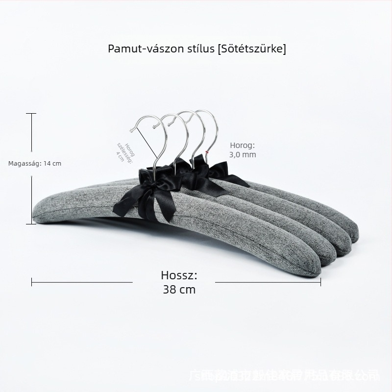 Textil borítású szivacs vállfa, csúszásmentes kialakítással, otthoni használatra és ruhaboltok számára, ideális esküvői ruhákhoz