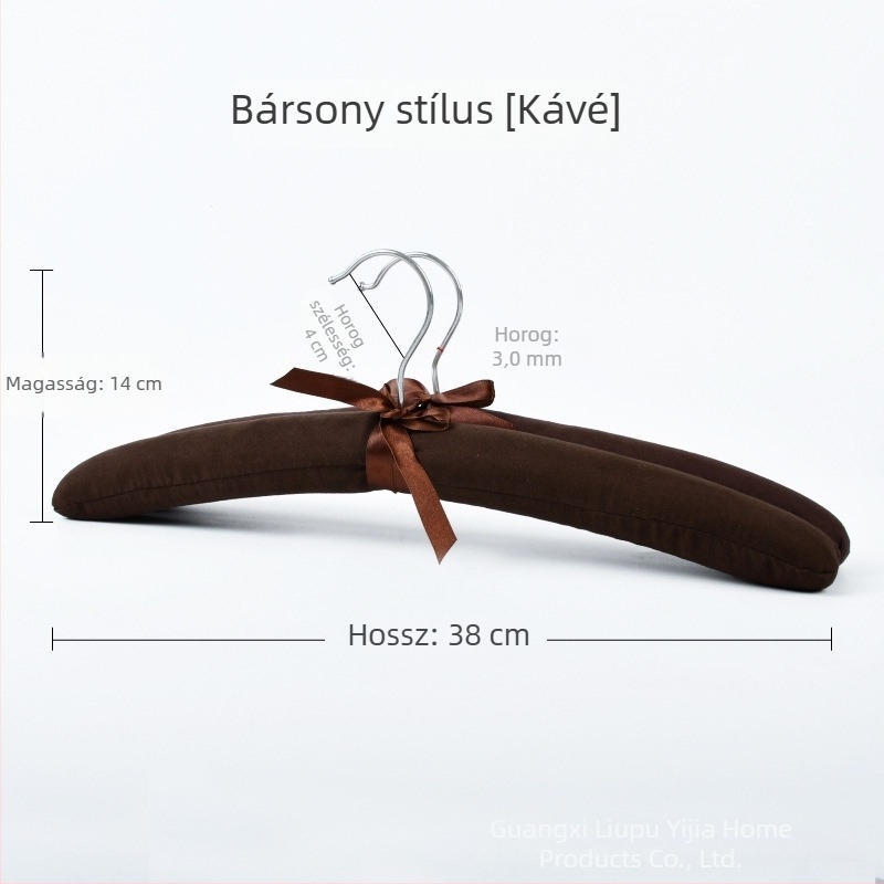 Textil borítású szivacs vállfa, csúszásmentes kialakítással, otthoni használatra és ruhaboltok számára, ideális esküvői ruhákhoz