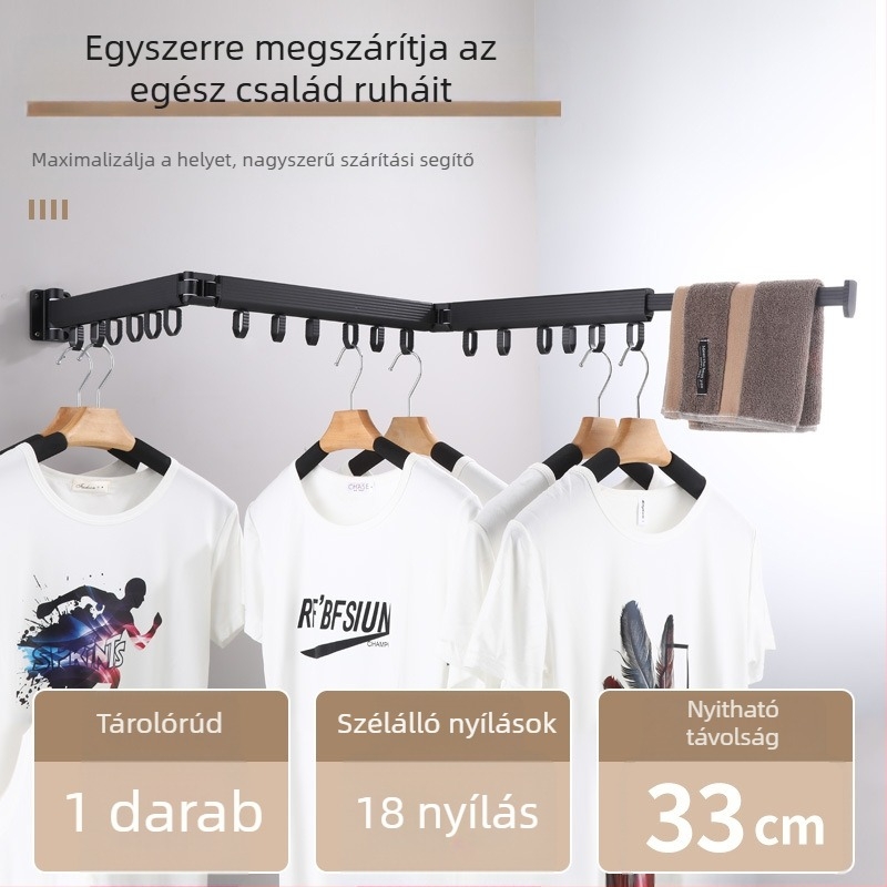 Kihúzható falra szerelhető ruhaszárító rúd, alumínium ötvözet, modern dizájn
