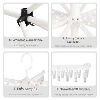 Padlóra álló, többemeletes, összecsukható ruhaszárító állvány babapelenka-tárolóval