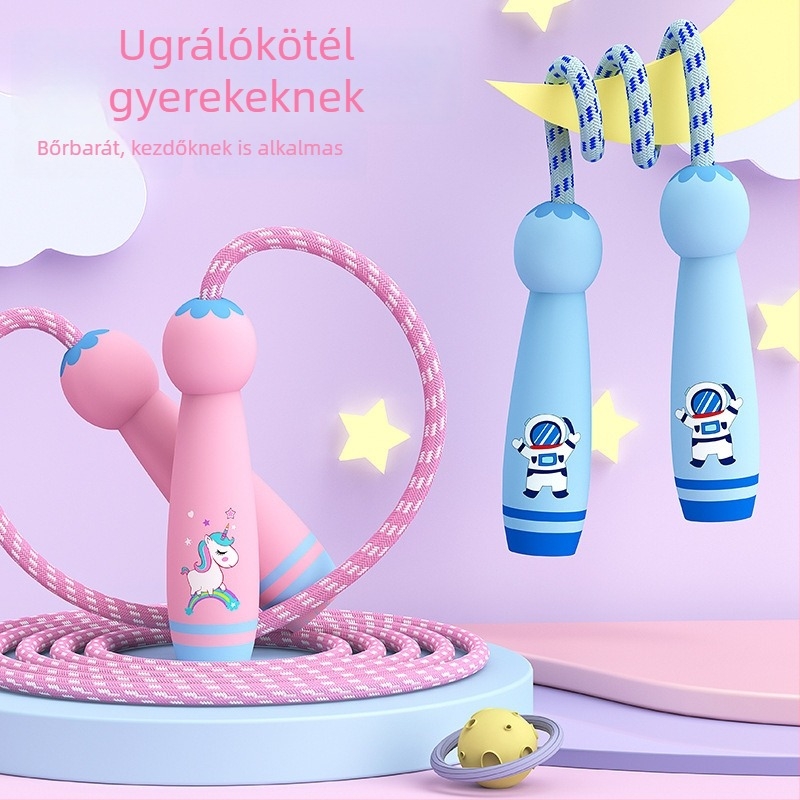 Gyerek ugró kötél, állítható pamutból, kopásálló gyűrűvel, sportos szabvány gyerekeknek