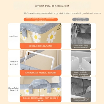 Textil ruházat szervező doboz virágmintával, több rétegű gardróbszervező, méretei 47×28×30 cm, kapacitás 30–40 L