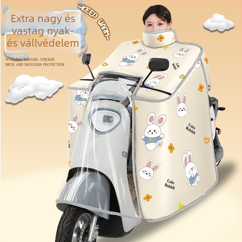 Téli szélvédő takaró elektromos járművekhez és motorkerékpárokhoz, vastagabb, vízálló, fleece béléssel, teljes lefedettség