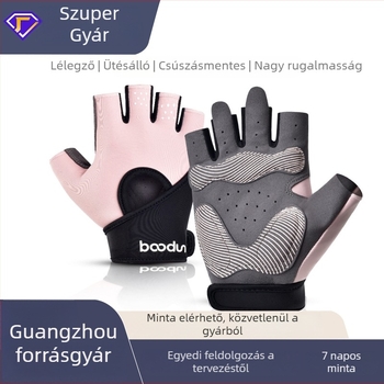 Fitnesz kesztyűk, csúszásmentes, kopásálló, lélegző, hosszított csuklóvédő, magas rugalmasságú ütéscsillapítás, félujjas kesztyűk férfiak és nők számára, kültéri sportkesztyűk